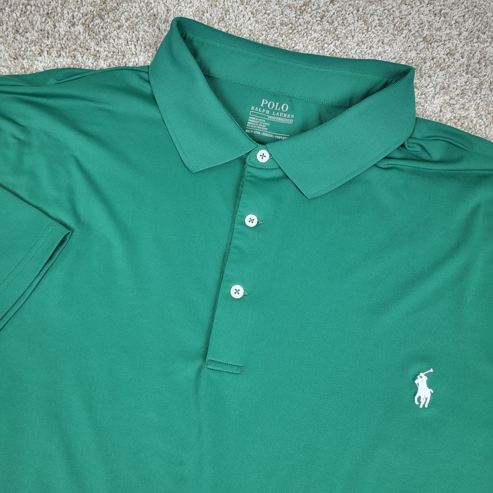 Polo Ralph Lauren Mens 4XLT Solid Green Performance Stretch Polo Short Sleeve